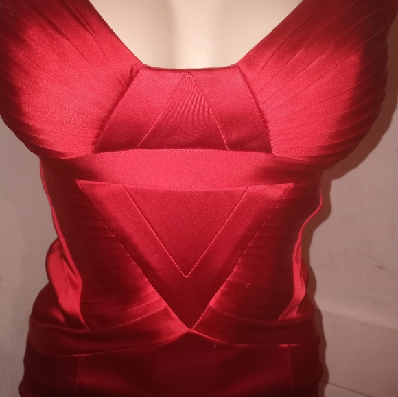 Laundry By Shelli Segal Red Hot 🔥 Size 0 Satin Cocktail Party Club Dress - Picture 2 of 9